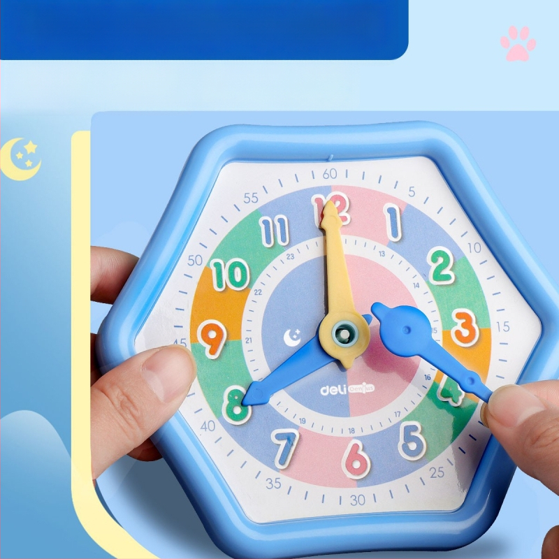 Deli model hodín pre základnú školu – učebné pomôcky pre hodiny a aritmetiku, z plastu, vhodné pre deti 4–6 rokov.