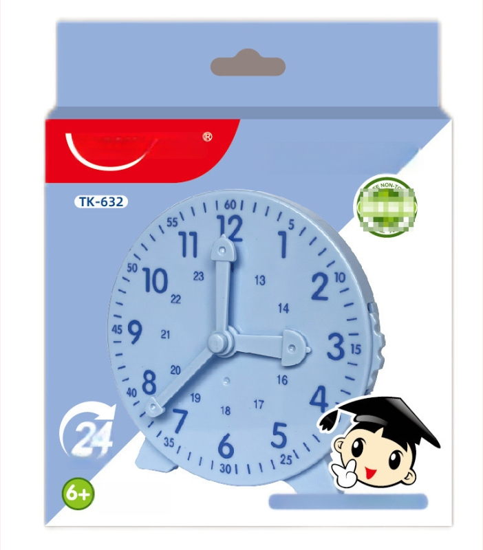 Výchovný model hodín pre základnú školu – ciferník s trojitým spojovacím kolíkom, plast, značka Telford, intelektuálny rozvoj, vek 7–14