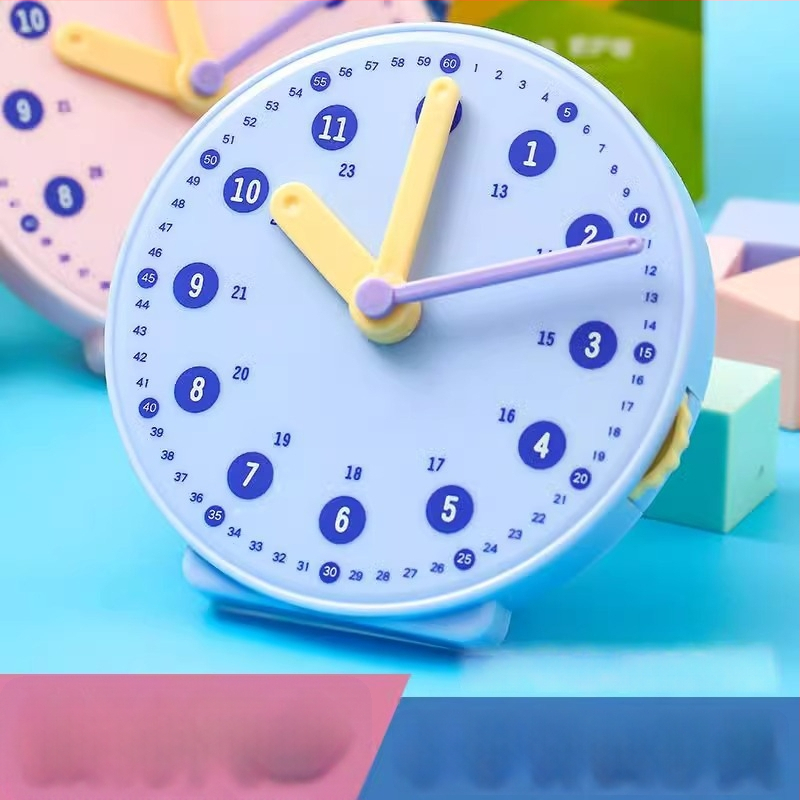 Výchovný model hodín pre základnú školu – ciferník s trojitým spojovacím kolíkom, plast, značka Telford, intelektuálny rozvoj, vek 7–14