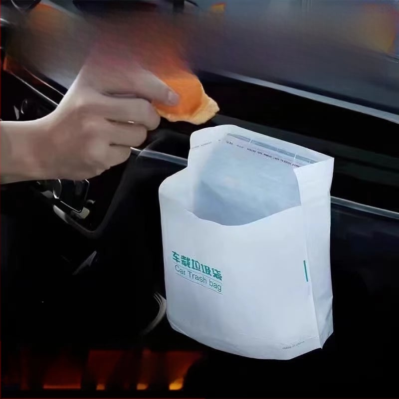 Samo stojaci automobilový odpadkový kôš s lepiacim uchytením na palubnú dosku, vodotesný plastový valec na jednorazové vrecká