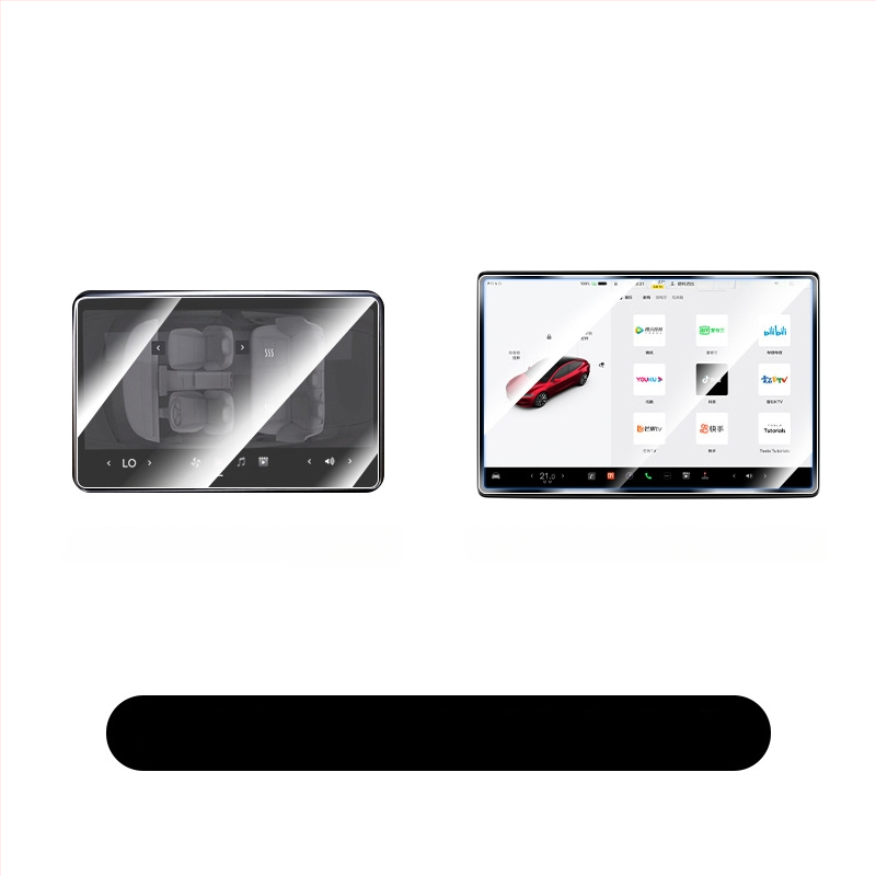 Tempered filmová ochrana pre Tesla Model 3 – displej centrálnej konzoly a zadnej časti; proti odtlačkom prstov, olejovo odolná