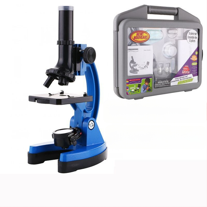 Bioloogiline mikroskoop lastele ja õpilastele, metallkorpus, valgustus, suure suurendusega