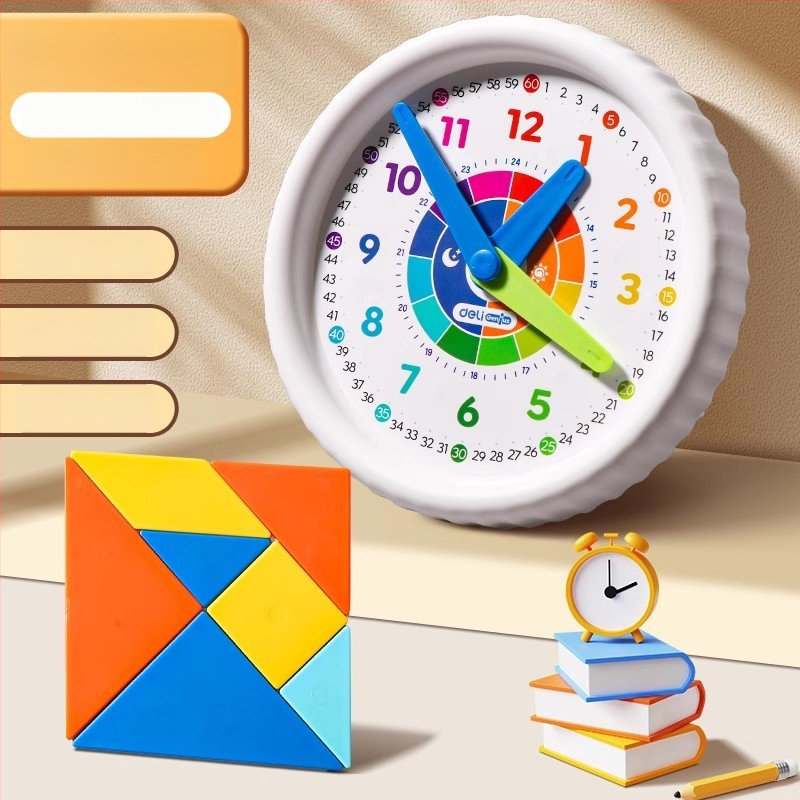 Deli plastový hodinový učebný model pre deti 4–6 rokov — kognitívne učenie času