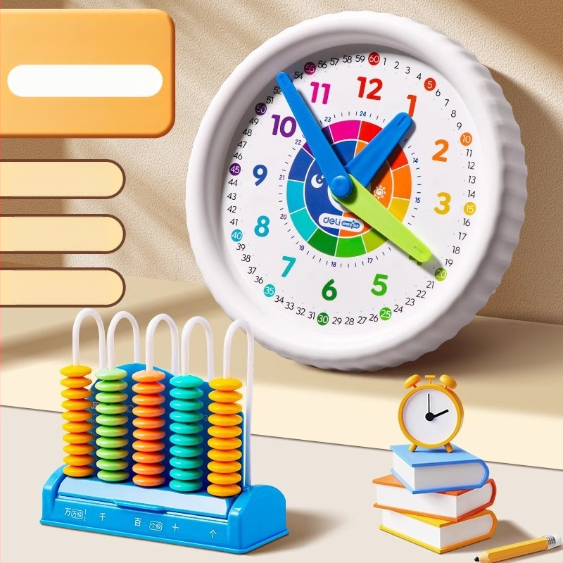 Deli plastový hodinový učebný model pre deti 4–6 rokov — kognitívne učenie času