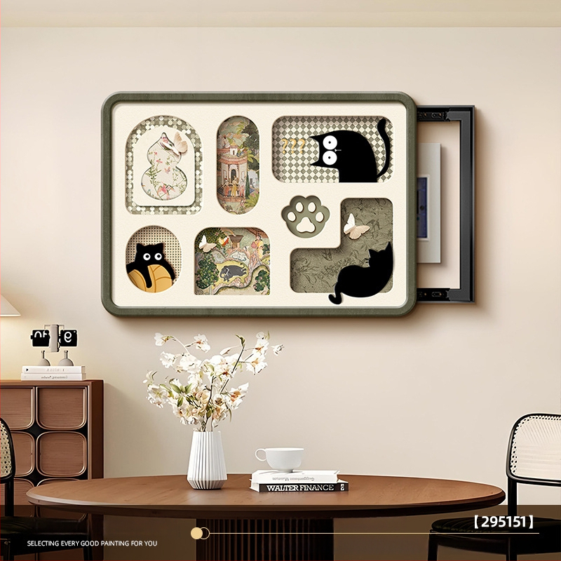 Obraz na elektrický rozvádzač vo vintage štýle s rámom – jednopanelný, vhodný do obývačky a jedálne