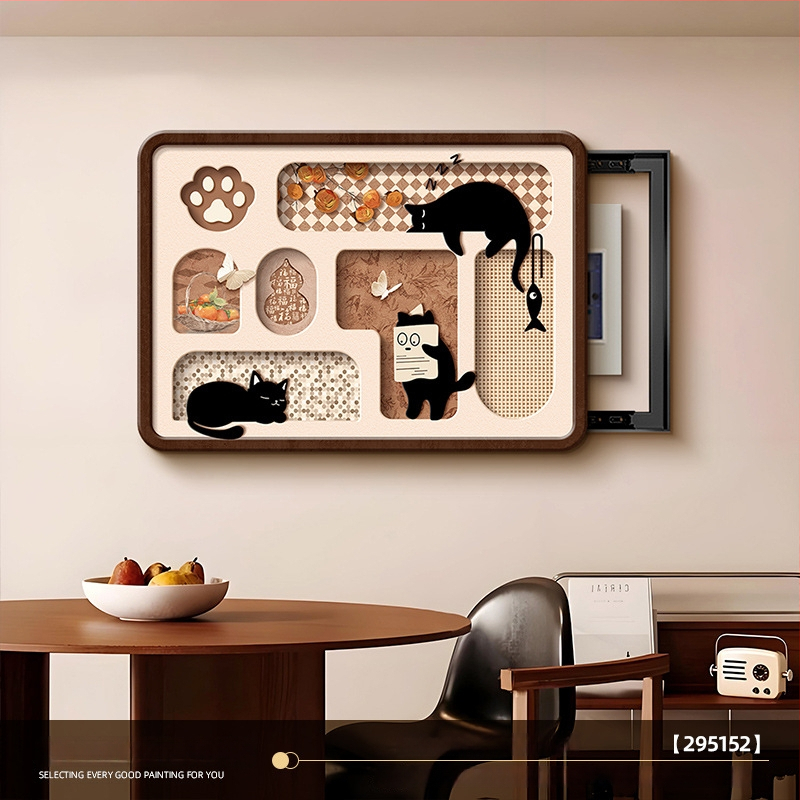 Obraz na elektrický rozvádzač vo vintage štýle s rámom – jednopanelný, vhodný do obývačky a jedálne