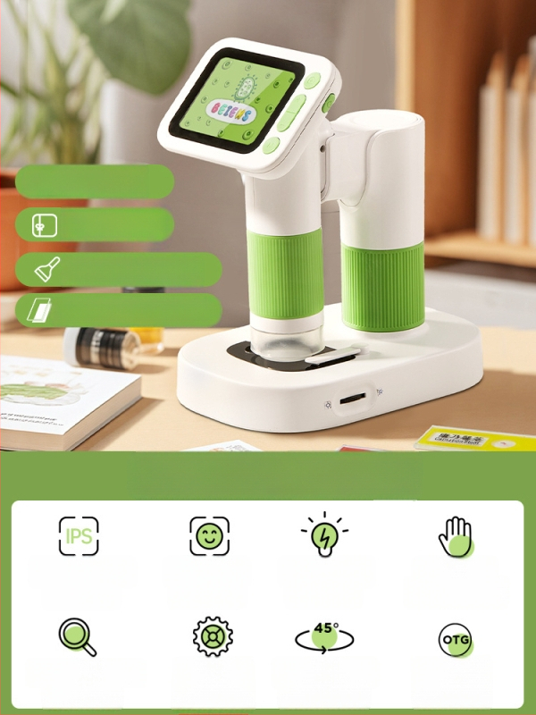 Detský prenosný digitálny mikroskop pre bunky – Benz, plastové telo, vhodný pre deti do 14 rokov, papierové balenie.