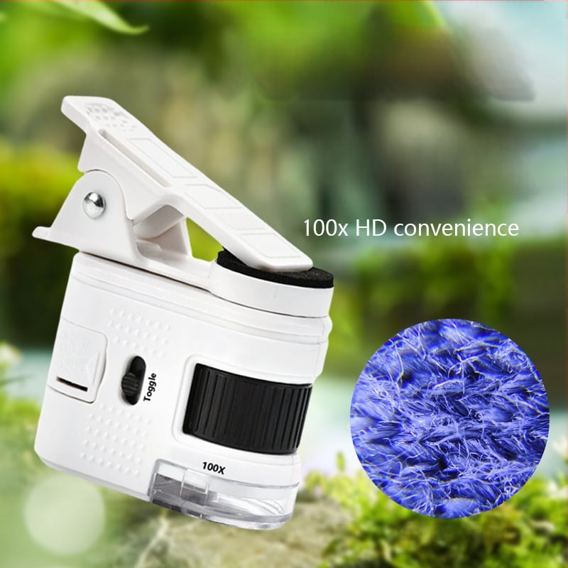 Chuda 100x Mini Mikroskop pre deti s LED svetlom a lampou na detekciu bankoviek