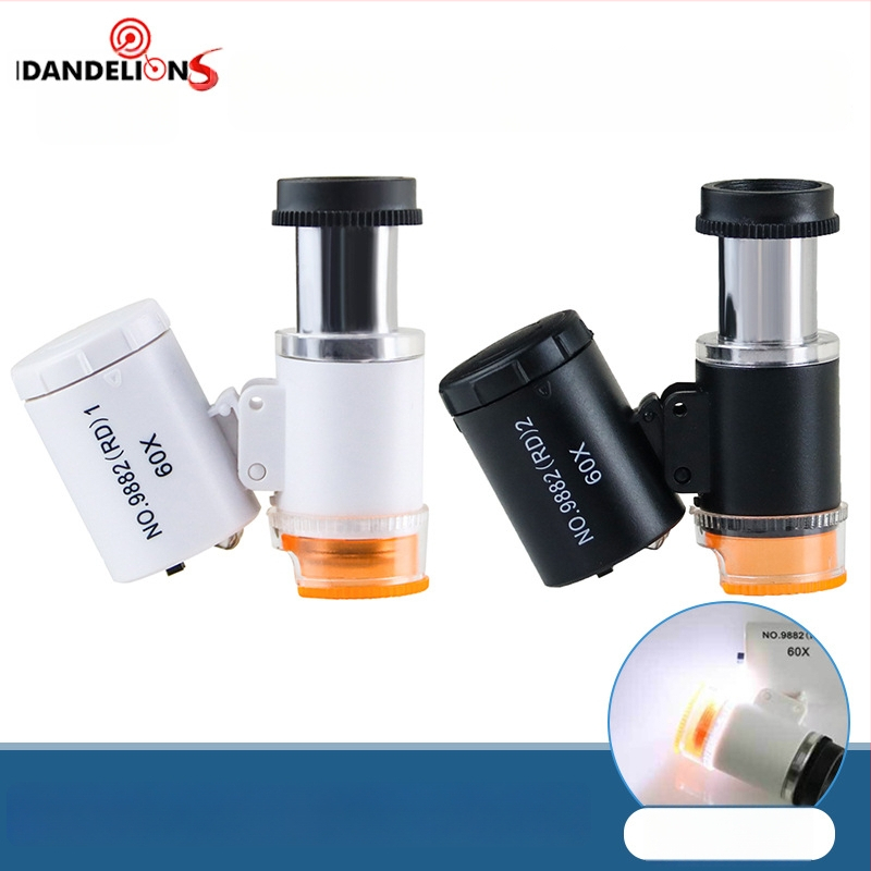 Prenosný kapesný mikroskop s LED osvetlením a UV detekciou bankoviek, 60× zväčšenie, identifikácia šperkov a kultúrnych relikvií