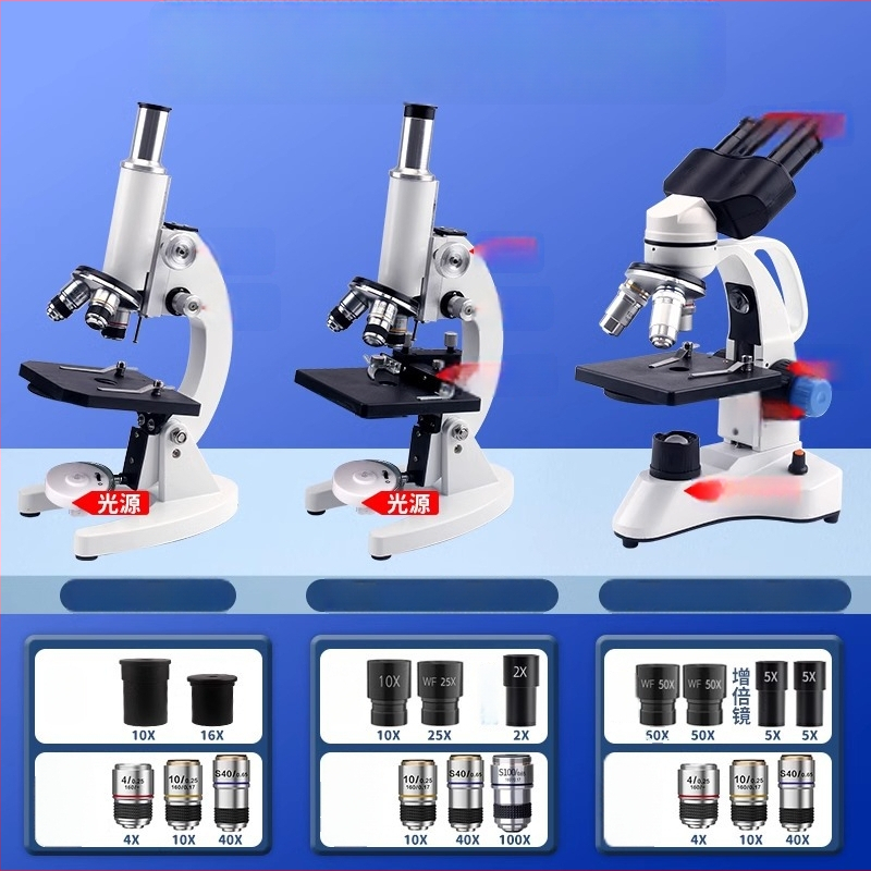 Biologický mikroskop pre študentov, zväčšenie 640x, Full of Wisdom značka, učebný mikroskop