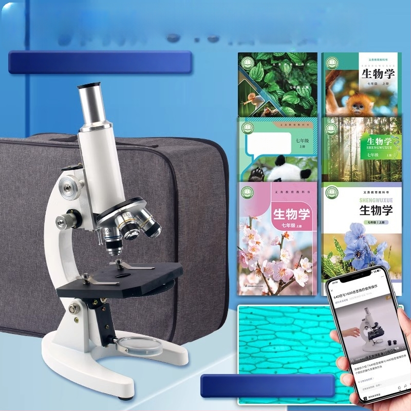 Biologický mikroskop pre študentov, zväčšenie 640x, Full of Wisdom značka, učebný mikroskop