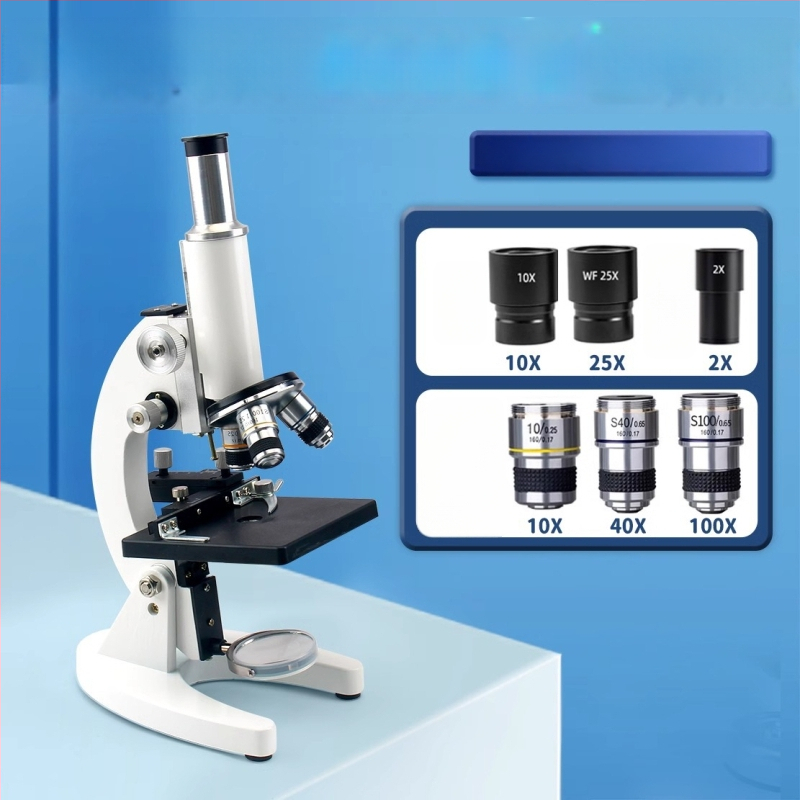 Biologický mikroskop pre študentov, zväčšenie 640x, Full of Wisdom značka, učebný mikroskop