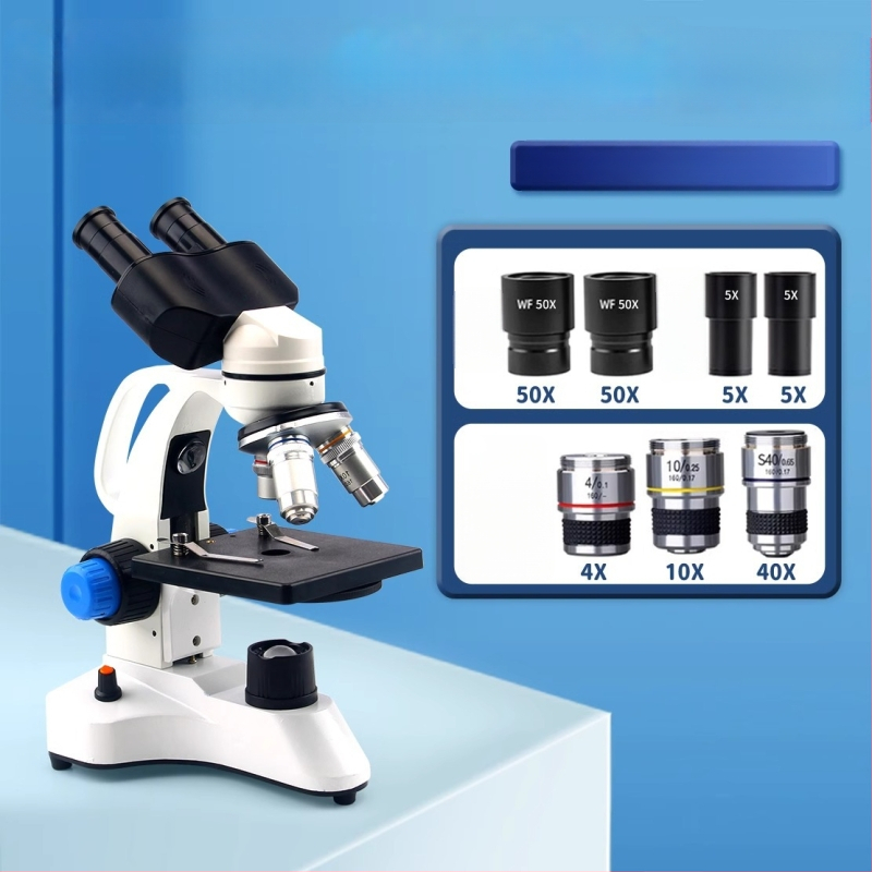 Biologický mikroskop pre študentov, zväčšenie 640x, Full of Wisdom značka, učebný mikroskop