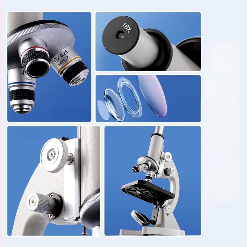 Optický mikroskop s vysokým rozlíšením pre biológiu a vzdelávanie — kovové telo, ručné ovládanie, pre študentov 14–35 rokov, značka Deli