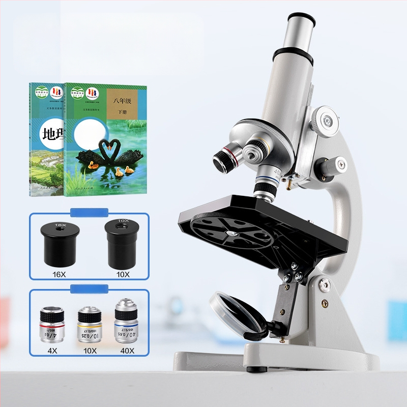 Optický mikroskop s vysokým rozlíšením pre biológiu a vzdelávanie — kovové telo, ručné ovládanie, pre študentov 14–35 rokov, značka Deli