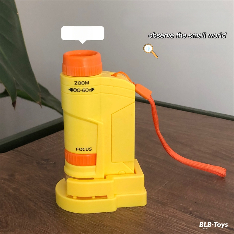 Detský Prenosný Mikroskop – Biologicko-chemická vzdelávacia hračka, Elektrický, Viacfunkčný, Obsahuje batériu a základňu, pre vek 7–14 rokov