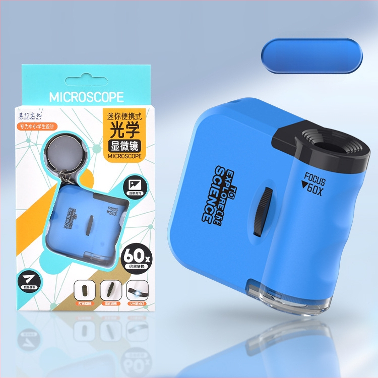 Mini mikroskop na kľúčenku, elektrické vzdelávacie hračky Biológia/Kemika, ABS materiál, sada 192 kusov, pre vek 7–14 rokov