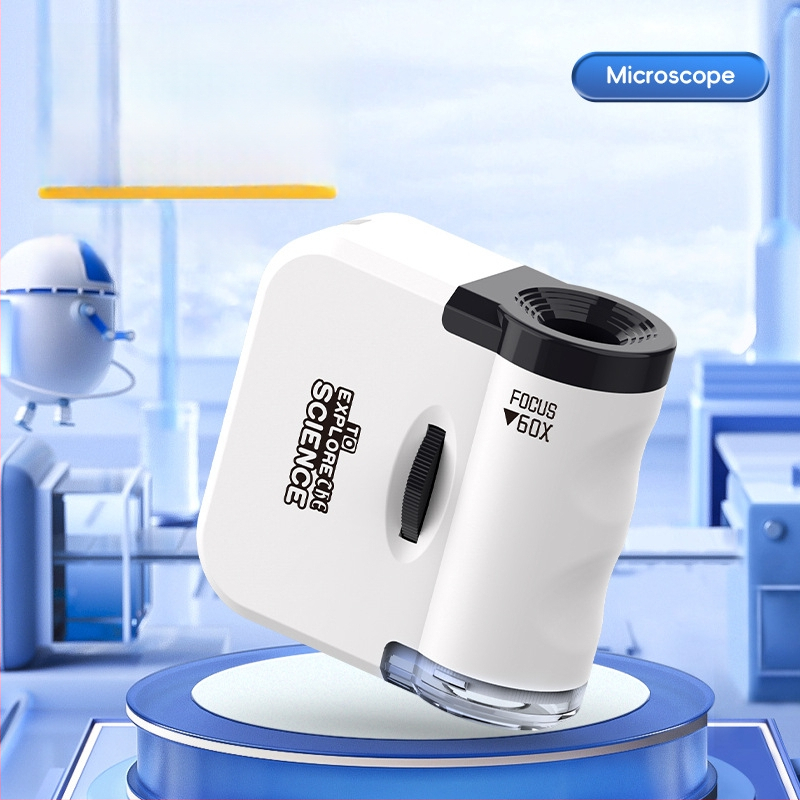 Mini mikroskop na kľúčenku, elektrické vzdelávacie hračky Biológia/Kemika, ABS materiál, sada 192 kusov, pre vek 7–14 rokov