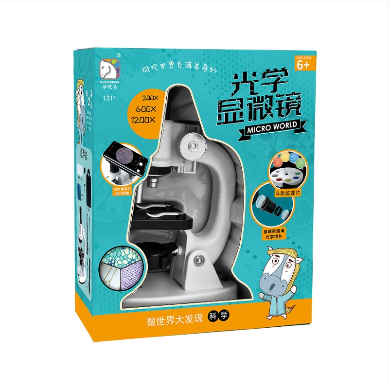 Detský mikroskop 1200X – vzdelávací biologický vedecký set, elektricky napájaný, vhodný pre DIY, pre deti 7–14 rokov