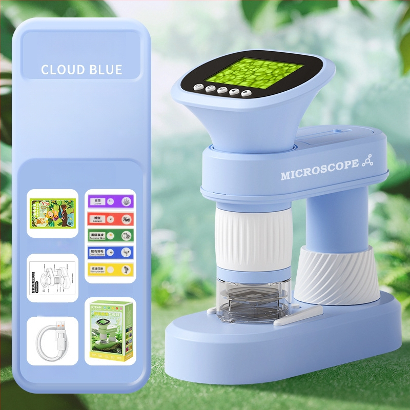 Optický elektronický mikroskop pre deti, prenosný ručný mikroskop pre vedecké experimenty, profesionálna úroveň, vysoké rozlíšenie obrazu, na pozorovanie baktérií