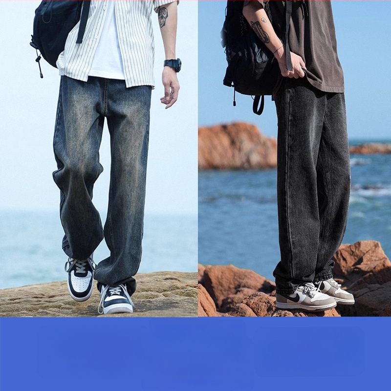 Džínsy voľného strihu, rovný strih, stredný pás, zips