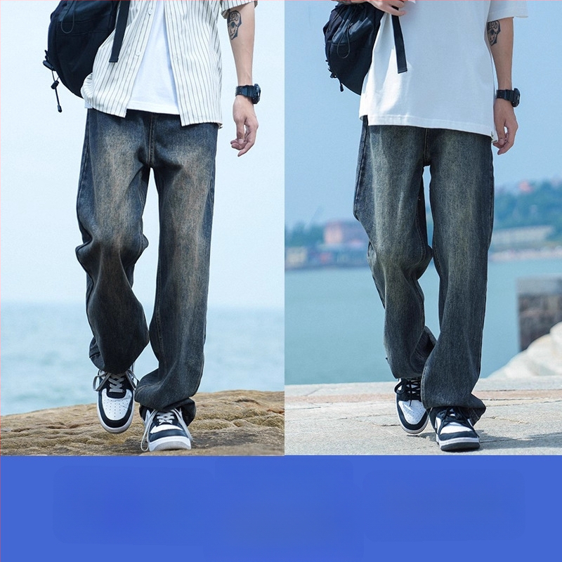 Džínsy voľného strihu, rovný strih, stredný pás, zips