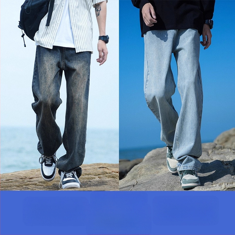 Džínsy voľného strihu, rovný strih, stredný pás, zips