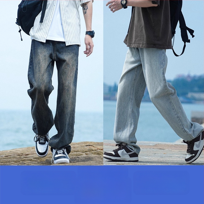 Džínsy voľného strihu, rovný strih, stredný pás, zips