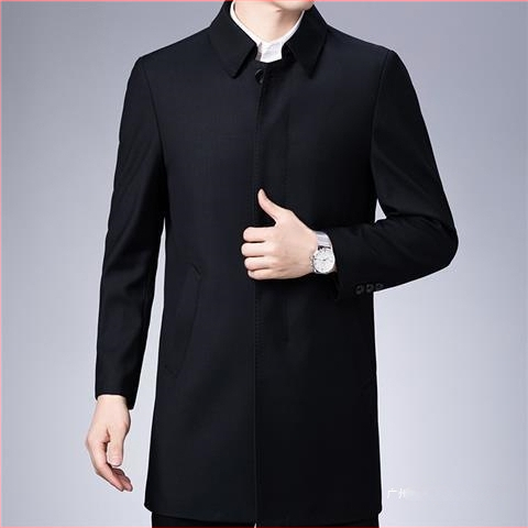 Pánsky kabát strednej dĺžky, voľnočasový štýl, golier Turn-down, zapínanie na jeden rad, materiál Modal s králičou srsťou