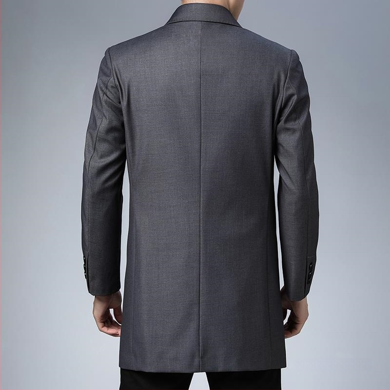 Pánsky kabát strednej dĺžky, voľnočasový štýl, golier Turn-down, zapínanie na jeden rad, materiál Modal s králičou srsťou