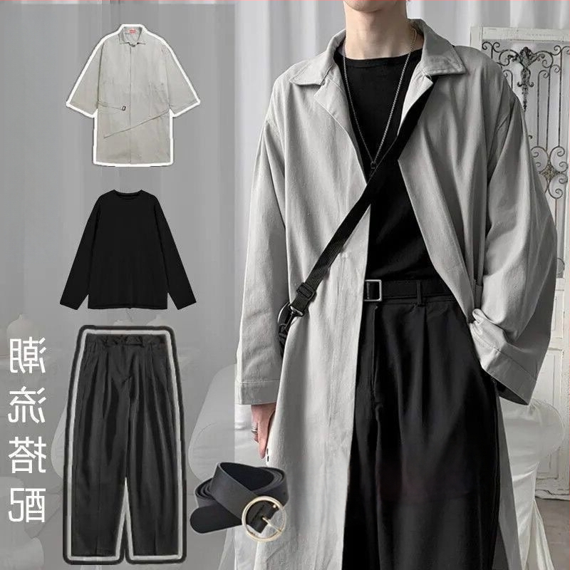 Mužský windbreaker trojčlenný set, kórejská verzia, stojací golier, jednoredové zapínanie, tenký štýl, modalová látka, podšívka 81-90%, jarný 2025 kabát