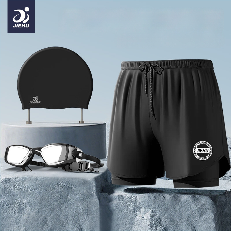 Pánske plavky Jiehu, jednofarebný polyesterový materiál (85% polyester), podšívka 100% polyester, pre dospelých