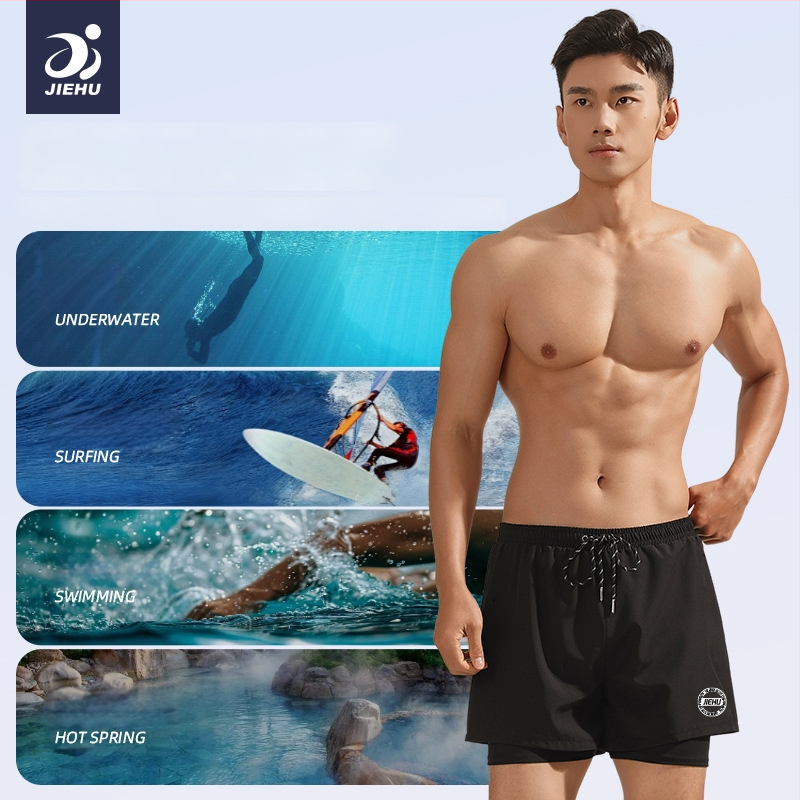 Pánske plavky Jiehu, jednofarebný polyesterový materiál (85% polyester), podšívka 100% polyester, pre dospelých