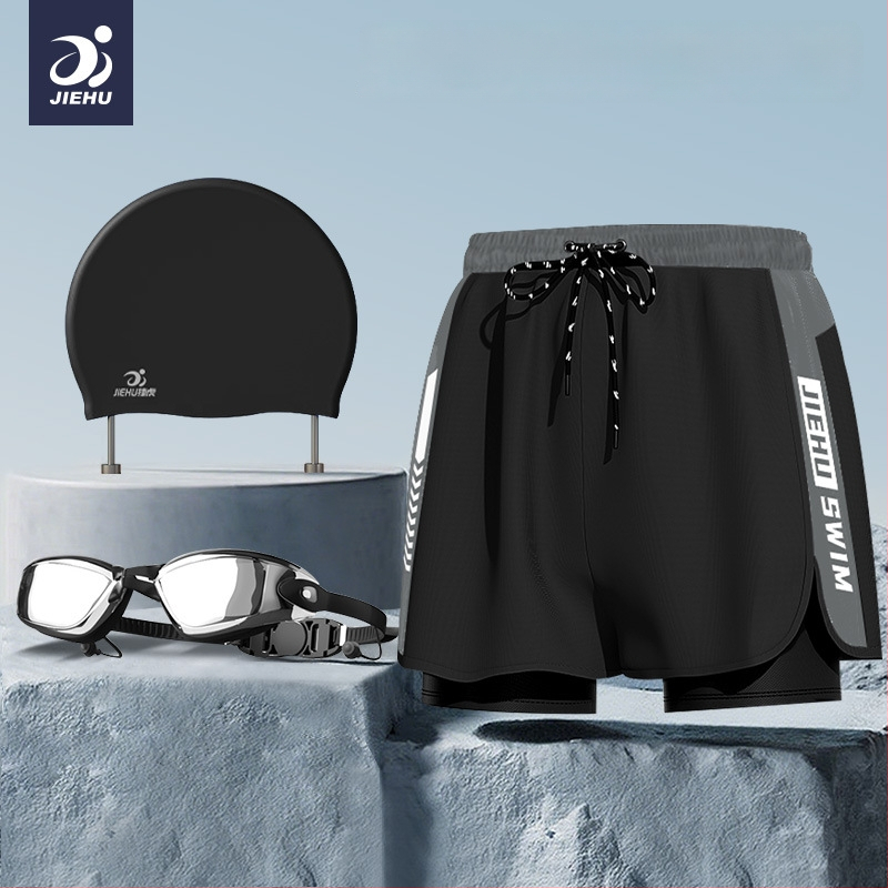 Pánske plavky Jiehu, jednofarebný polyesterový materiál (85% polyester), podšívka 100% polyester, pre dospelých