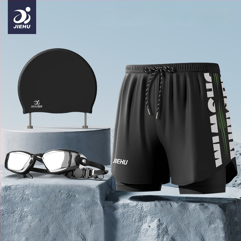 Pánske plavky Jiehu, jednofarebný polyesterový materiál (85% polyester), podšívka 100% polyester, pre dospelých