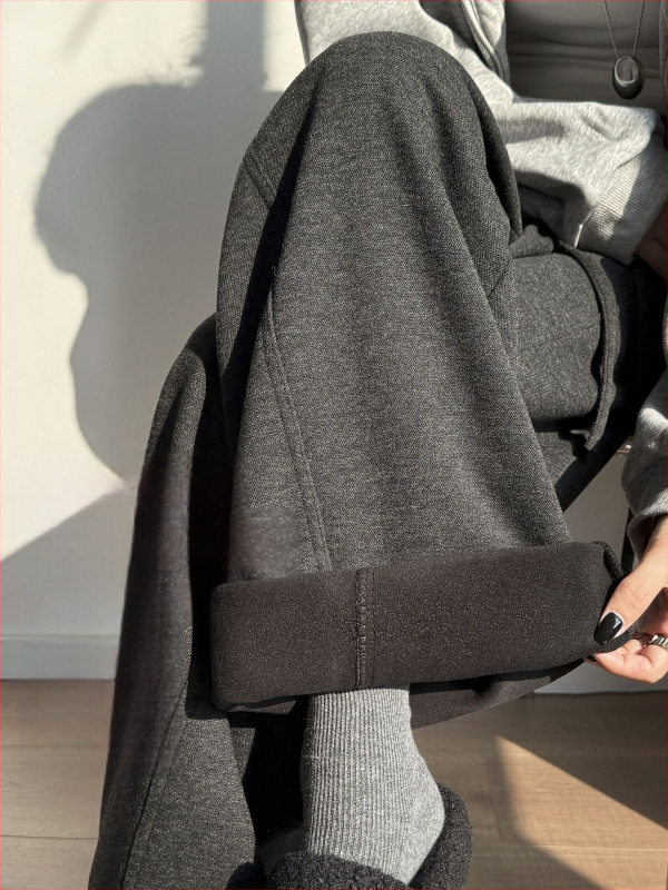 Dámske široké nohavice s oblúkovým strihom a širokými nohami, vysoký pás, vlnená zmes, extra hrubé, jeseň 2025