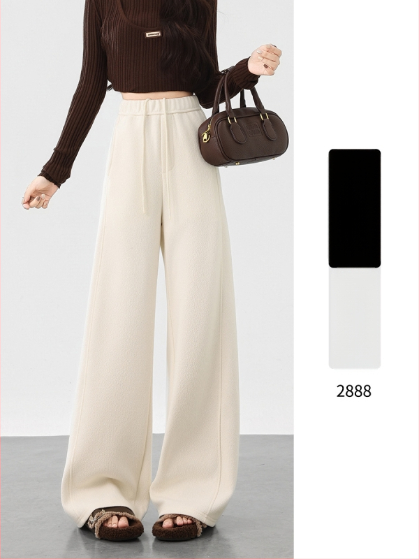 Široké nohavice z vlnenej zmesi s textúrou Mulberry Silk, vysoký pás, hrubšie, jeseň 2025