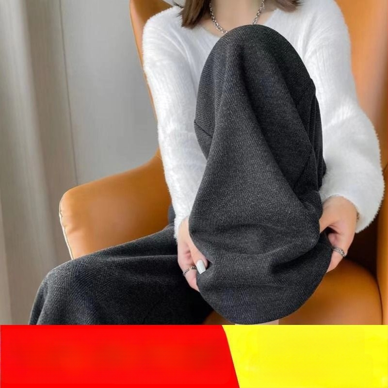 Dámske vlnené tkané široké nohavice, 80–90% vlna, dlhé, casual zimný model 2025