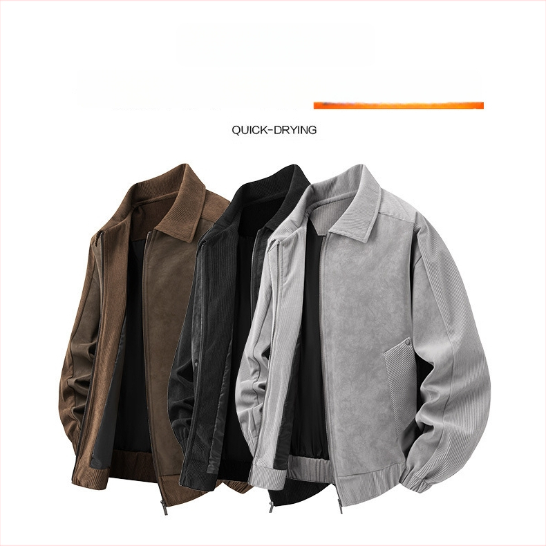 PU kožená bunda pre mužov, voľný strih, golier s reverom, zips, patchwork dizajn a bočné vrecká