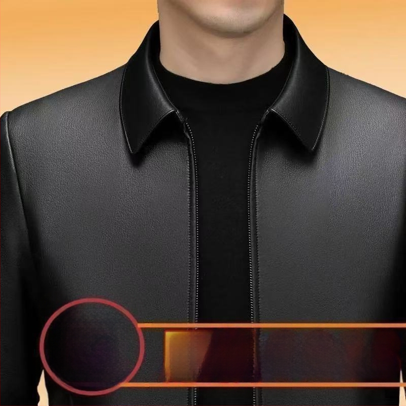 PU kožená bunda, ľahký obchodný štýl, priliehavý strih, golier s reverom, jar 2024