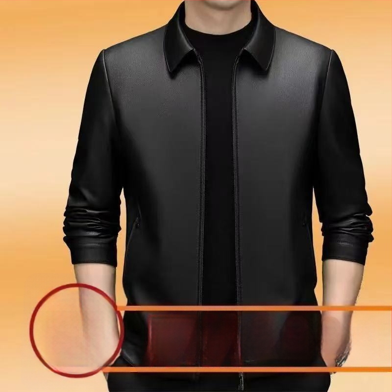 PU kožená bunda, ľahký obchodný štýl, priliehavý strih, golier s reverom, jar 2024