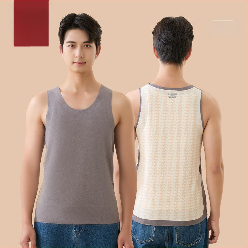 Termálna vesta pre mužov s vlastným zohrievaním – základný vrstva, polyesterová tkanina, okrúhly výstrih, pulórový štýl