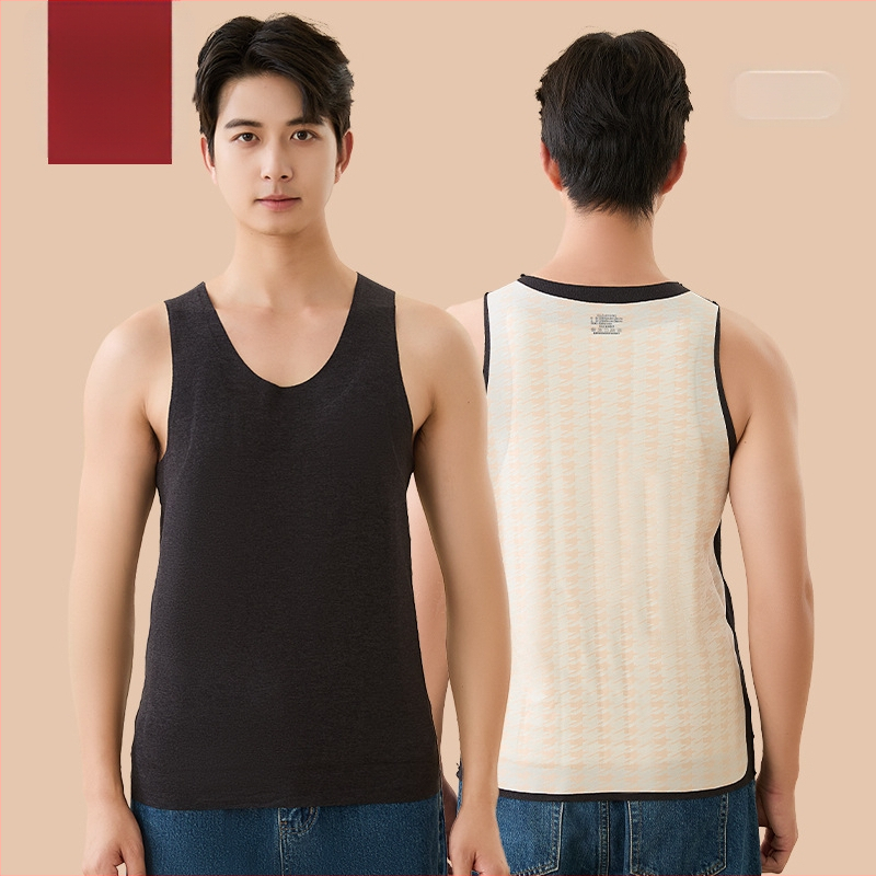 Termálna vesta pre mužov s vlastným zohrievaním – základný vrstva, polyesterová tkanina, okrúhly výstrih, pulórový štýl