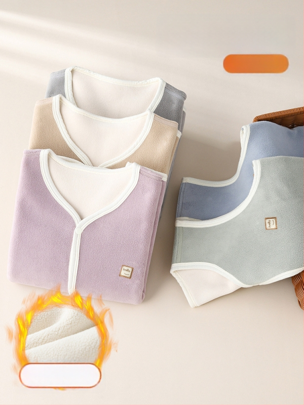 Detská vyhrievacia vesta bez rukávov pre jeseň-zimu, fleec podšívka a hrubá polyestrová výplň