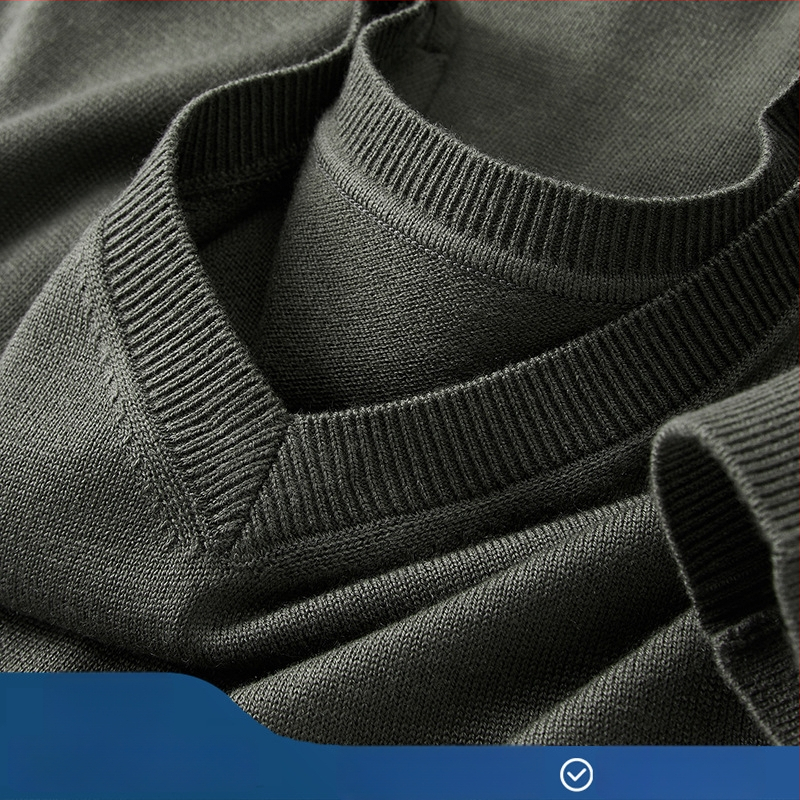 Pánske vlnené svetre s V-krkom, dlhé rukávy, flis podšívka, 30–35% vlna, hrubé pletenie