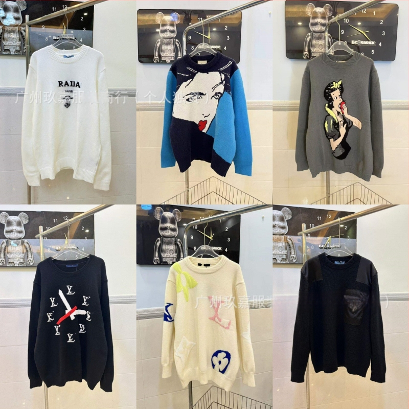 Jacquardový sveter z 100% vlny, okrúhly výstrih, dlhé rukávy, voľný strih, pohodlný materiál