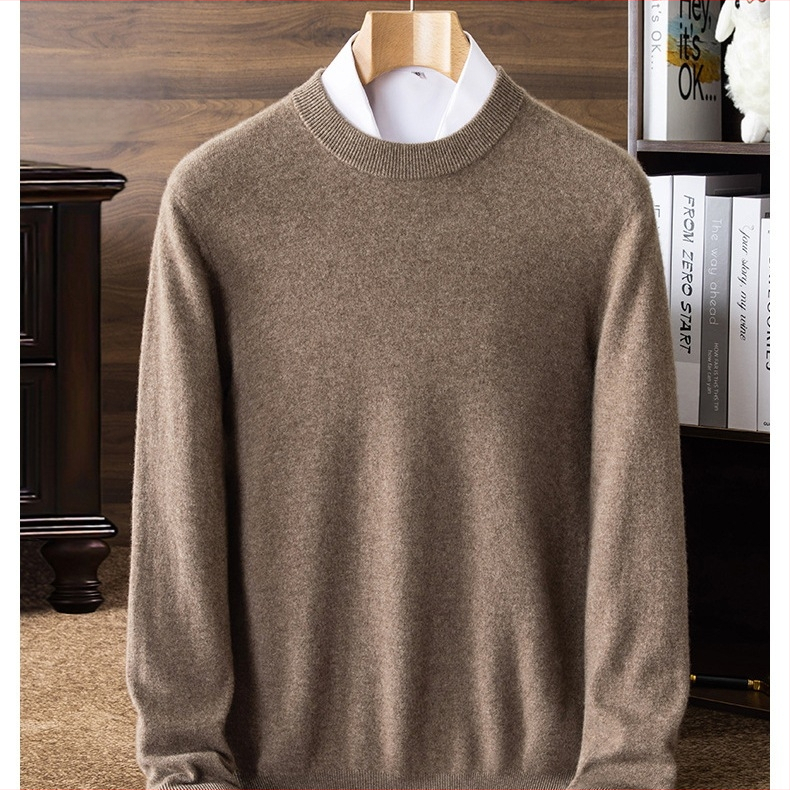 Kašmírový sveter s okrúhlym výstrihom, dlhé rukávy, voľný strih, kórejský štýl, 95% kašmír s vlnenou zložkou, zimné každodenné