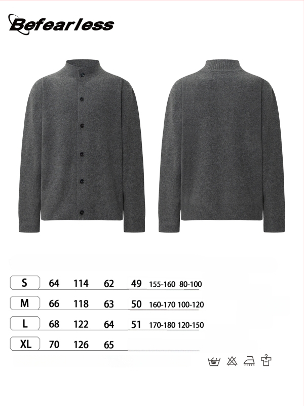 Svetrový kardigán z vlnenej zmesi, korejský štýl, voľný strih, kruhový výstrih, dlhé rukávy, 36–40% vlna + polyester.