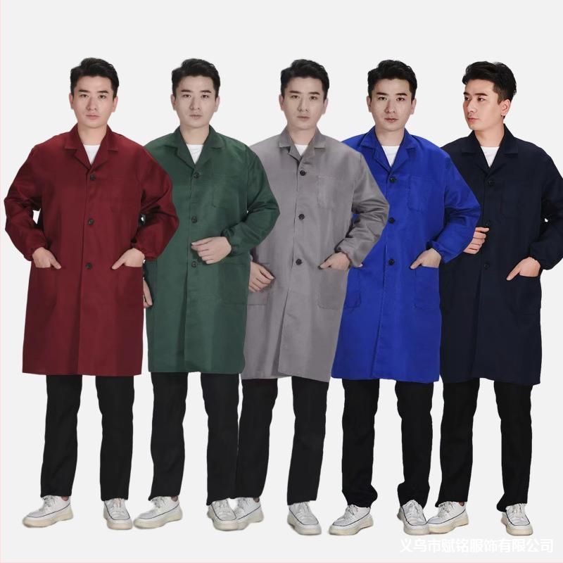 Darbinis paltas su logotipo spausdinimu pramonės cehui — medvilnės mišinio audinys, pamušalas medvilnė, keturių sezonų naudojimui, vyriškas