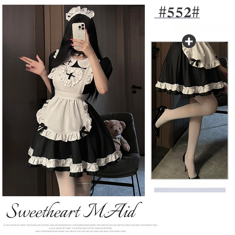 Cosplay šaty služobníčky, z polyesteru s elastanom (80–90% elastán), Lolita štýl, čerstvé a sladké, na hry a anime rolové hranie, jar 2024